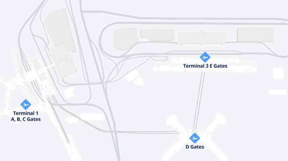 Map of terminals at Harry Reid Las Vegas Airport