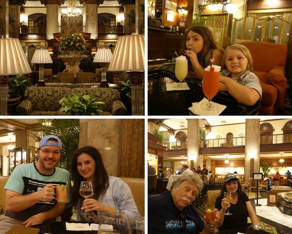 Enjoying cocktails and mocktails in the beautiful Peabody Lobby Bar in Memphis TN