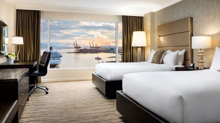 Hotel room inside Fairmont Waterfront Vancouver