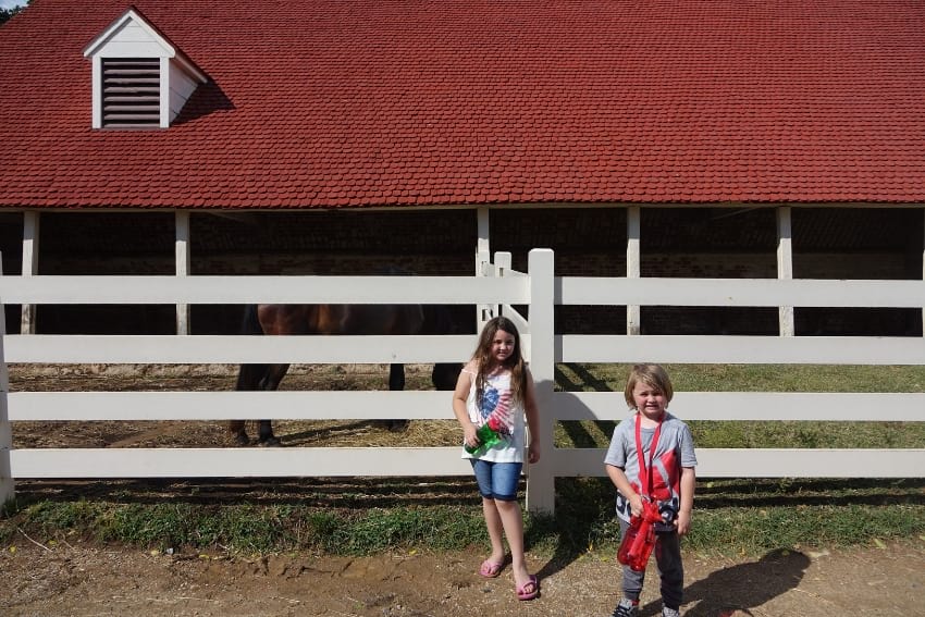 Stables at Mount Vernon with kids